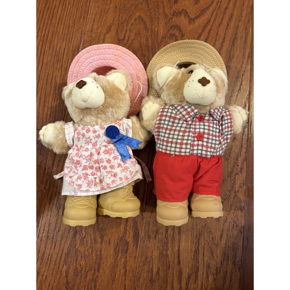 Vintage 7" Plush Furry 1986 Wendy's Furskin Teddy Bear Lot of 2
